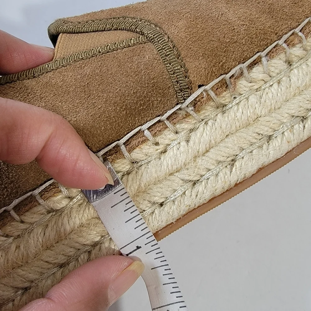 BLONDO Empeigne Cuir Women Espadrille Wedges Loafer Sz 9 Waterproof Tan Leather